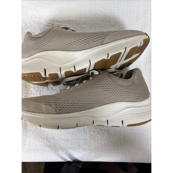 Skechers Arch Fit Athletic Walking Sneakers Shoes Taupe Mesh Comfort 7 - Picture 9 of 13